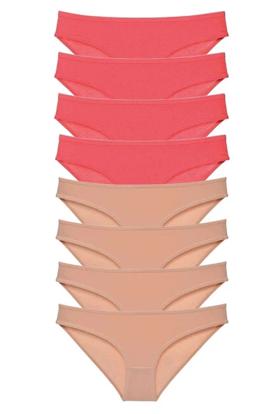 8 Adet Süper Eko Set Likralı Kadın Slip Külot Fuşya Ten