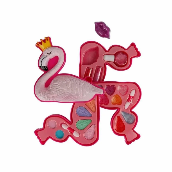 Flamingo Şekilli 3 Katlı Makyaj Güzellik Seti - Resim 4