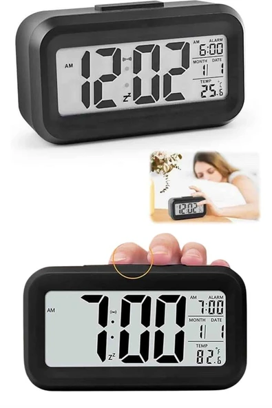 Dijital Masa Saati Termometre Takvim Led Ekran Pilli Ev Ofis Masası - 4