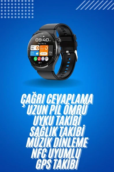 Amoled Ekran Metal Deri Silikon Kordonlu Uyku ve Sağlık Takibi ürün görseli 1