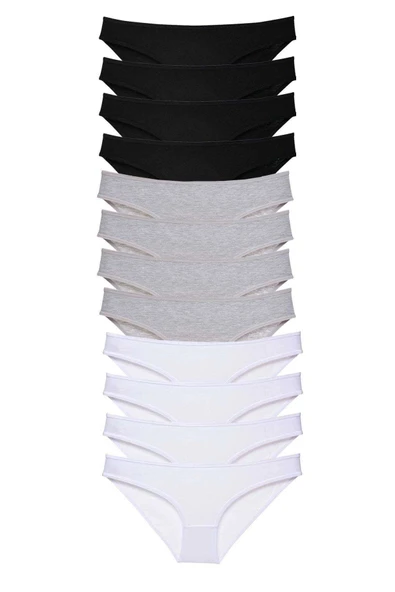 12 Adet Süper Eko Set Likralı Kadın Slip Külot Siyah Gri Beyaz ürün görseli