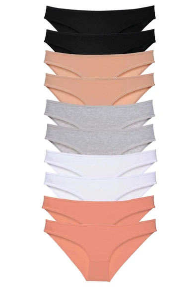 10 Adet Süper Eko Set Likralı Kadın Slip Külot Siyah Ten Gri Beyaz Pudra ürün görseli