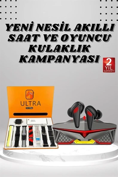 7 Kordonlu Akıllı Saat Ve Oyuncu Kulaklığı Bluetooth Bağlantılı Android ve İOS Uyumlu - Resim 2