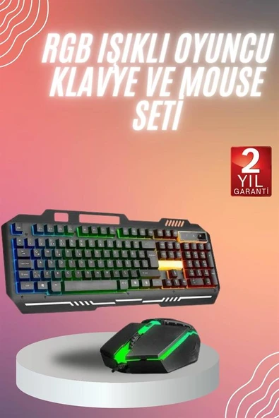 RGB Işıklı Gaming Oyuncu Klavye Q Klavye Mouse Hediyeli - 2