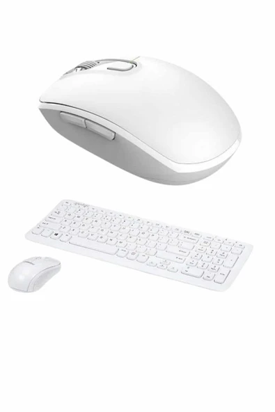 Kablosuz Klavye Mouse Seti Beyaz Q Klavye Tüm Cihazlara Uyumlu - 4