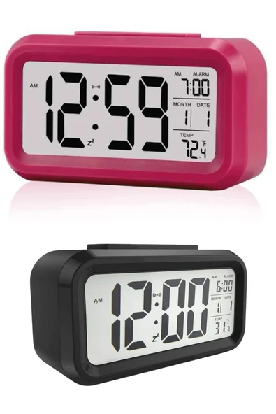 Dijital Masa Saati Termometre Takvim Led Ekran Pilli Ev Ofis Masası - 5