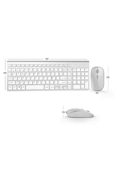 Kablosuz Klavye Mouse Seti Beyaz Q Klavye Tüm Cihazlara Uyumlu - 5
