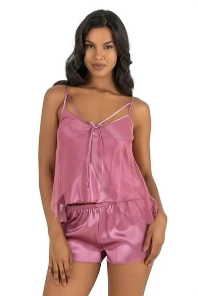 MDB MdbShop Gül kurusu Saten Şort Takımı ürün görseli 1