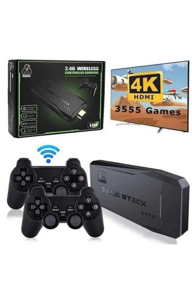 Retro Oyunlar 4k Game Stick 2.4g Kablosuz Çift Kol 3500 Oyun Atari - 4