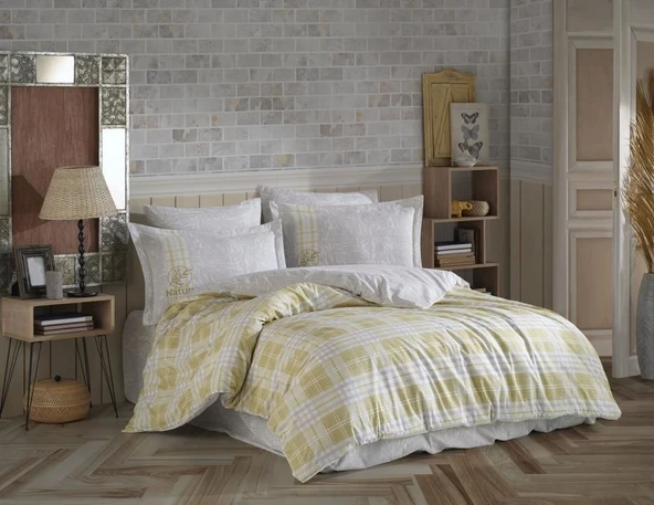 Hobby Çift Kişilik Poplin Nevresim Denim Sarı ürün görseli