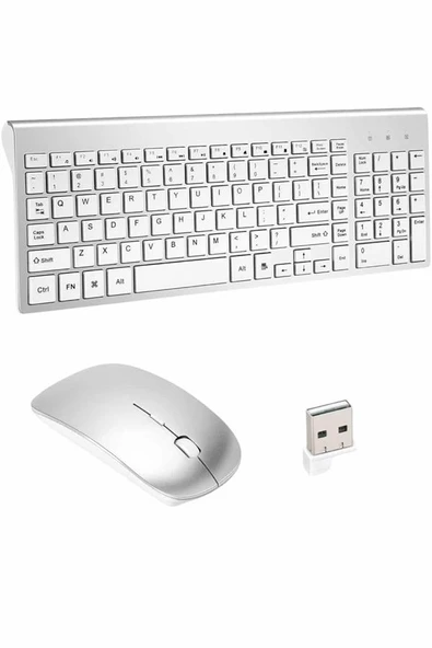 Kablosuz Klavye Mouse Seti Beyaz Q Klavye Tüm Cihazlara Uyumlu - 3