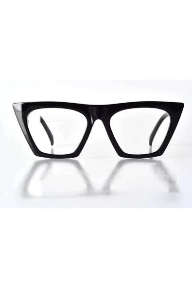 Siyah Çerçeveli Şeffaf Cam Unisex Stil Gözlük - 2