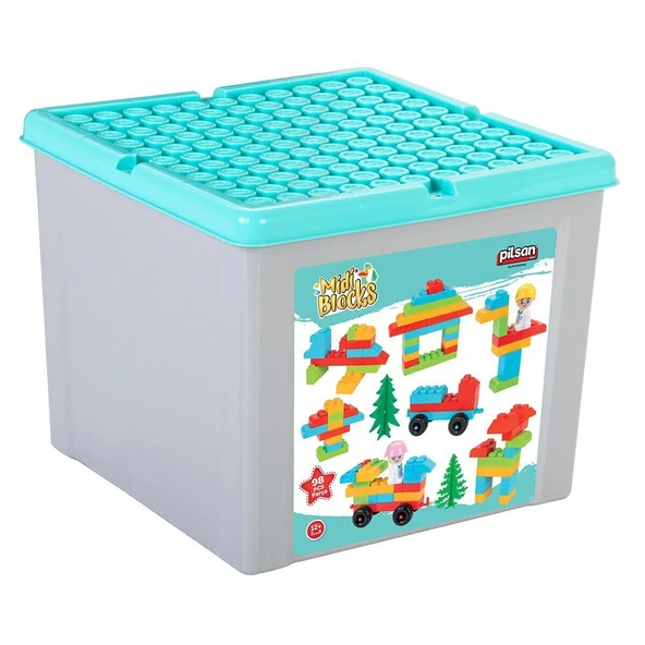 03 592 Midi Blok Seti 98 Parça 9 Litre Saklama Kabı -Pilsan Oyuncak - Resim 4