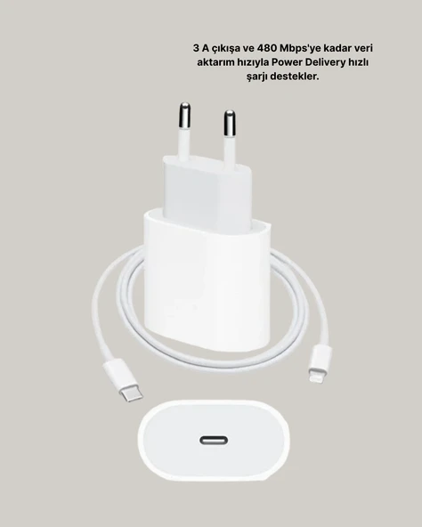iPhone ve iPad Uyumlu 20W Güvenli USB-C Hızlı Şarj Adaptörü - 4
