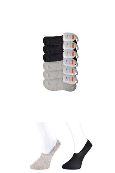 Siyah Ve Gri Erkek Babet Çorap 6 Çift ürün görseli
