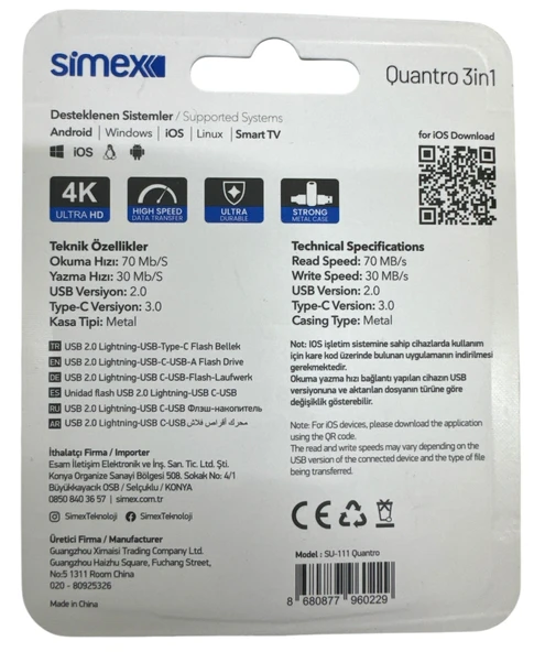 Type C Flash Bellek Xiaomi Redmi Oppo Vivo Samsung Uyumlu 128 Gb Otg Usb TypeC Flash Bellek Disk - 2