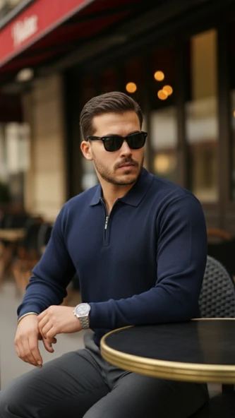 Erkek Selanik örme Yakalı Uzun Kollu Triko - Resim 4