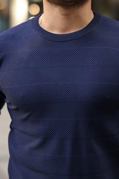 Erkek Bisiklet Yaka Uzun Kollu Triko - 3