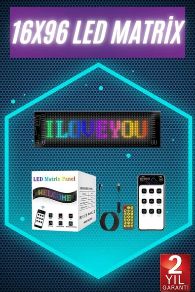 Digital Araba Yazısı Ekran Matrix En Büyük Boy Matrix LED Panel 19*96 pıxel - Resim 2
