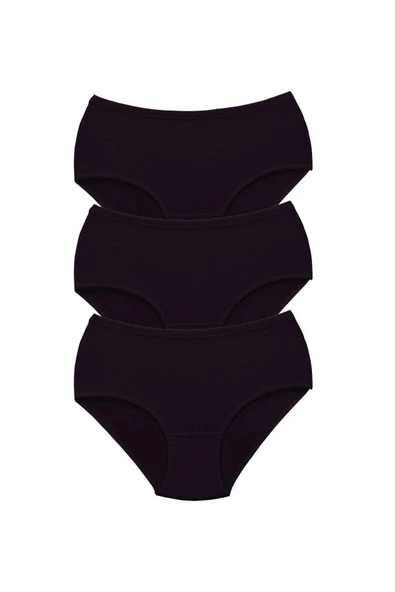 3 Adet Tutku Kadın Yüksek Bel Bato Kalın Lastik Külot Siyah ürün görseli