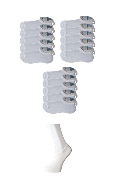 Beyaz Erkek Görünmez Çorap 15 Çift