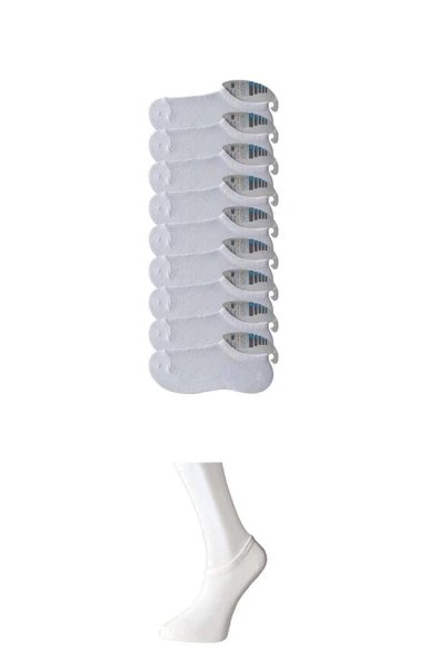 Beyaz Erkek Görünmez Çorap 9 Çift