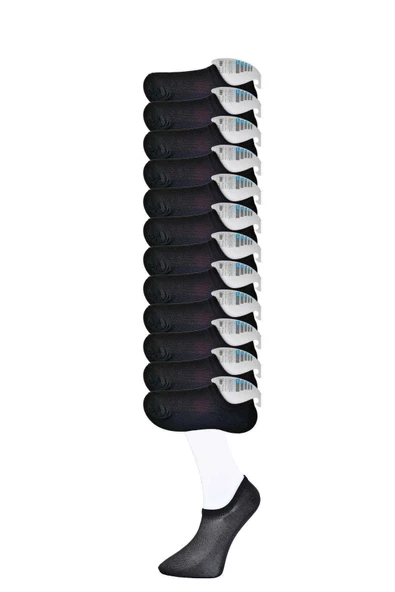 Siyah Erkek Görünmez Çorap 12 Çift