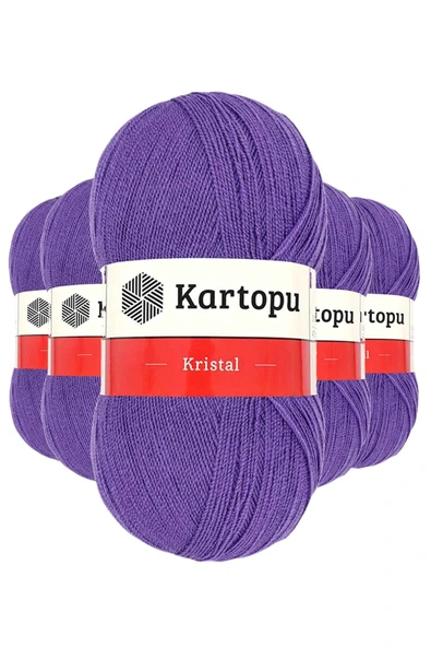 5 Adet Kristal Çift Katlı El Örgü Lif İpi Açık Mor K703 ürün görseli 1