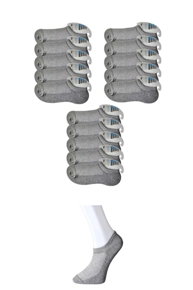 Gri Erkek Görünmez Çorap 15 Çift