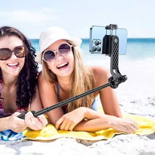 Fotoğraf Makinası ve Telefon Takılabilen 2si 1 Arada 2.2m Uzayan Selfie Çubuğu Kumandalı Tripod - 2