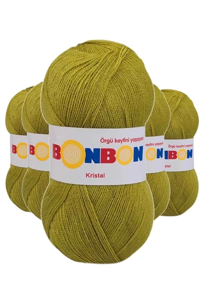 5 Adet Kristal El Örgü Lif İpi Çimen Yeşili 98229 ürün görseli 1