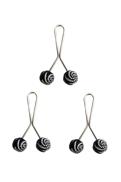 3 Adet Tesettür Eşarp Ve Şal Klipsi Siyah Desenli