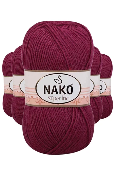 5 Adet Süper İnci El Örgü İpi 100 Gr Vişne Çürüğü 2187