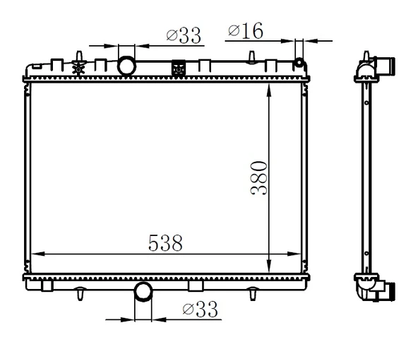 RADYATÖR C-ELYSEE-C3-C4-C5 I-P207-P208-P301-P307-P308-P407-P3008-P5008-RCZ 09> MT 380X538X16 BRAZI NG 1330P9-96455874-9645587480 ürün görseli
