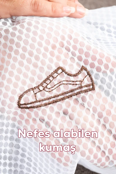 Porsima 3128 Çamaşır Yıkama Filesi Fermuarlı Bölmeli Ayakkabı Yıkama Filesi Deforme Önleyici Torba File Beyaz - 3