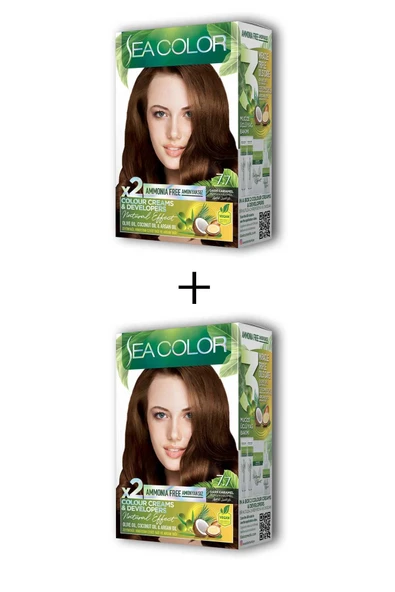 2x2 Tüp Krem Saç Boyası Seti Koyu Karamel No:7.7