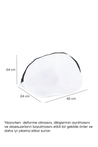 Porsima 3133 Çamaşır Yıkama Filesi Fermuarlı Bölmeli Ayakkabı Yıkama Filesi Deforme Önleyici Torba File Beyaz - 3
