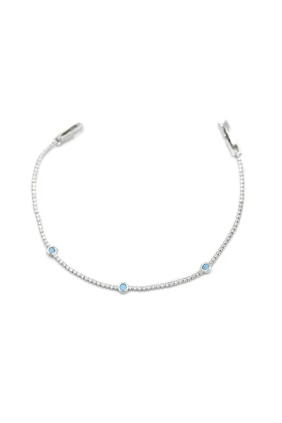 Taşlı Boncuk Bileklik - Gümüş - Resim 2