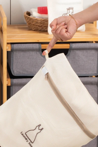 Porsima 3131 5 Parça Çamaşır Yıkama Filesi Fermuarlı Bölmeli Yıkama Filesi Renkli - Resim 8