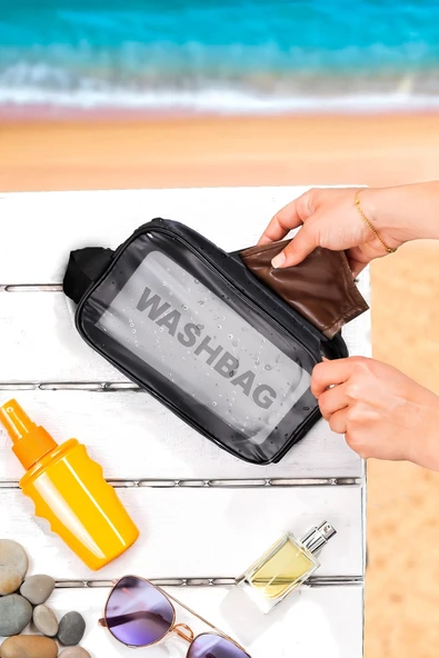 Porsima 3140 Şeffaf Seyahat Ve Makyaj Çantası Su Geçirmez Organizer Washbag 21x13cm Çok Renkli - Resim 2