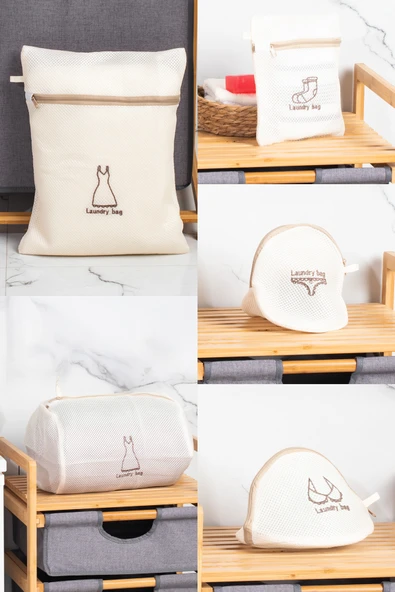 Porsima 3131 5 Parça Çamaşır Yıkama Filesi Fermuarlı Bölmeli Yıkama Filesi Renkli - Resim 7