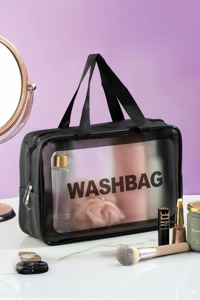 Porsima 3142 Şeffaf Seyahat Ve Makyaj Çantası Su Geçirmez Organizer Washbag 20x30cm Çok Renkli ürün görseli 1