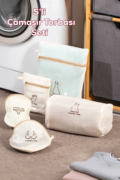 Porsima 3131 5 Parça Çamaşır Yıkama Filesi Fermuarlı Bölmeli Yıkama Filesi Renkli ürün görseli