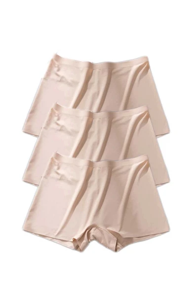 3 Adet Kadın Dikişsiz Görünmez İz Yapmaz Mini Şort Boxer Ten - 2