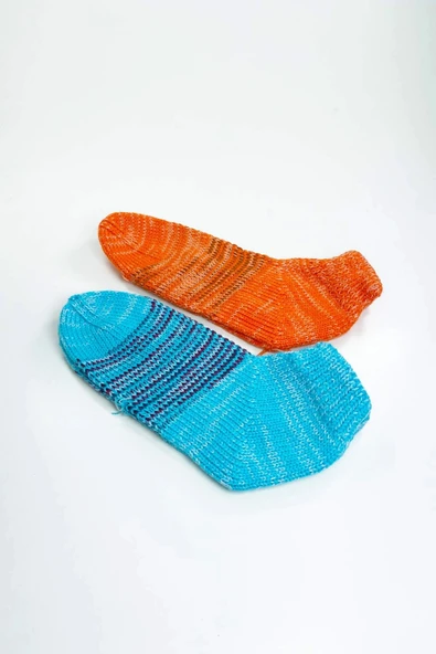 2 Çift El Örgüsü Kışlık Şık Kadın Yün Patik Set 13