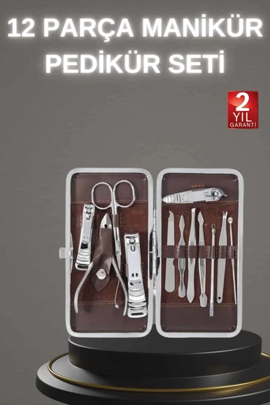 12 Parça Paslanmaz Çelik Kompakt ve Taşınabilir Manikür Makası Tırnak Makası ürün görseli 1