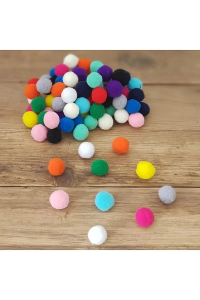 12mm Renkli Karışık Yumuşak Ponpon Peluş 200 Adet - 5