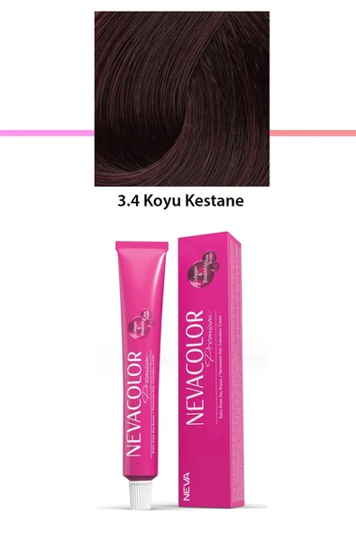 Premium 3.4 Koyu Kestane - Kalıcı Krem Saç Boyası 50 G Tüp
