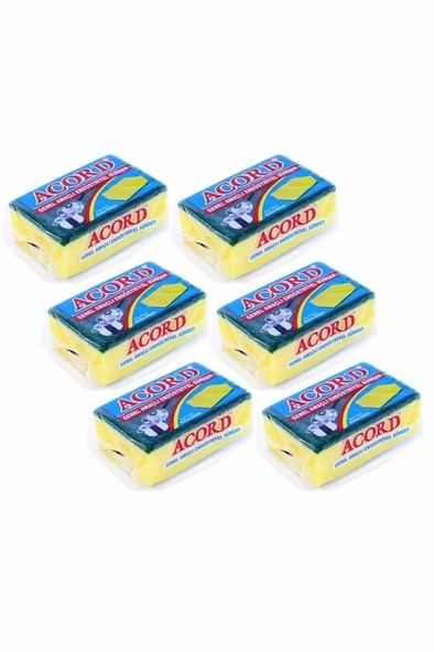 6 Adet Jumbo Boy Endüstriyel Çok Amaçlı Bulaşık Süngeri  13x8x4 Cm