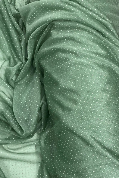 Yağmur Damlası Simli Abiye Elbise Şallık Tül Kumaş Mint Yeşil 75 - 2